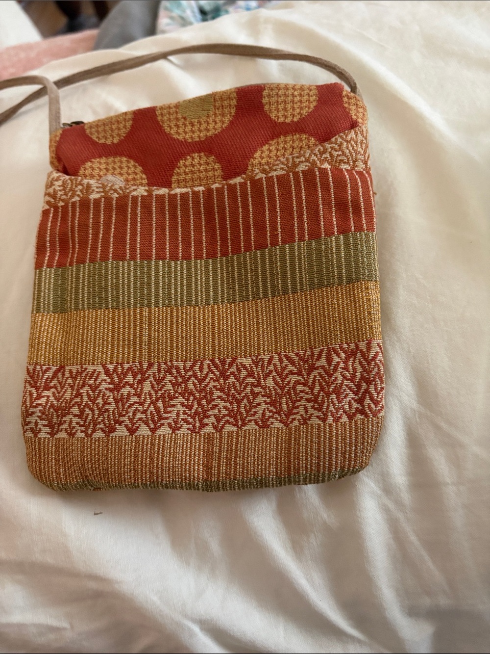 Woven Striped Crossbody Bag in Rust, Olive & Tan